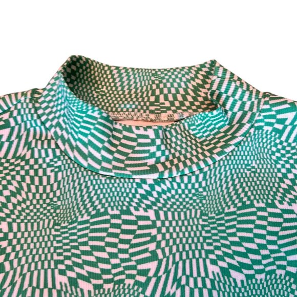 llQUAL Abstract Graphic Psychedelic Hypnotic High Neck Top S - Picture 6 of 8